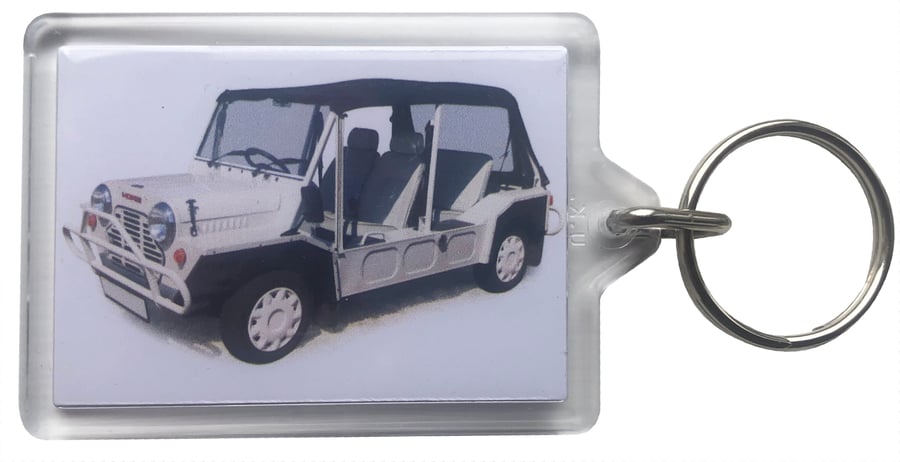 Mini Moke 1991 - Keyring with 50x35mm Insert - Fun Car
