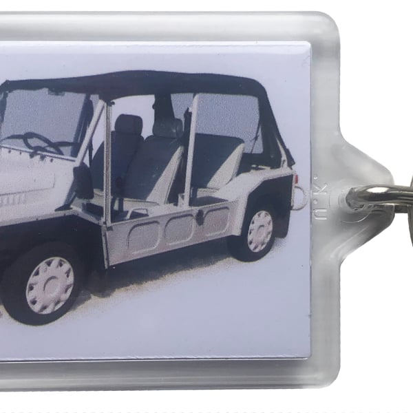 Mini Moke 1991 - Keyring with 50x35mm Insert - Fun Car