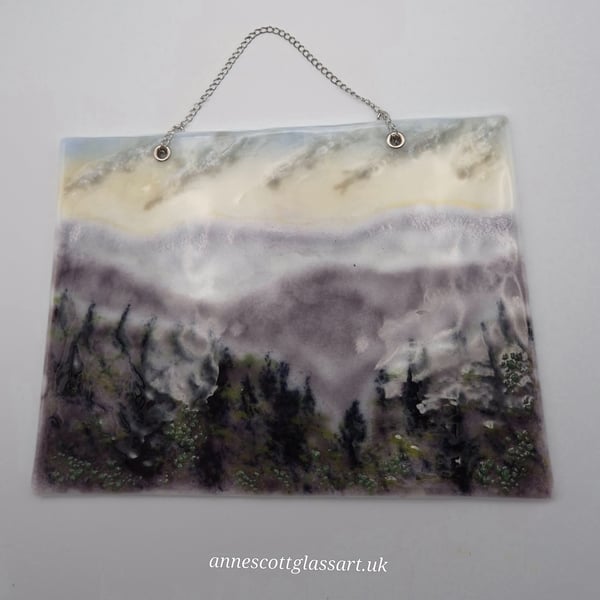 Misty Mountains Fused Glass Wall-Panel
