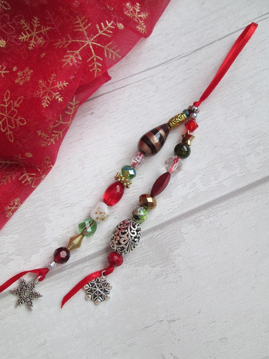 SOLD - Beaded Christmas Tree Decoration