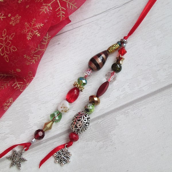 SOLD - Beaded Christmas Tree Decoration