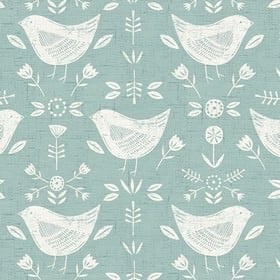 Narvik Birds Seafoam fabric 30cm Drum Lampshade