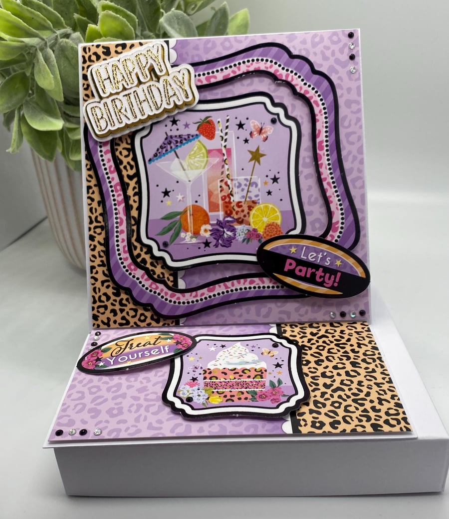 Personalised fun boxed birthday easel card