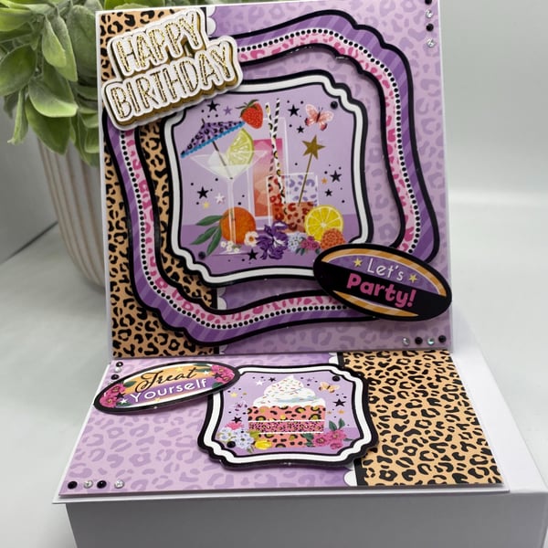 Personalised fun boxed birthday easel card