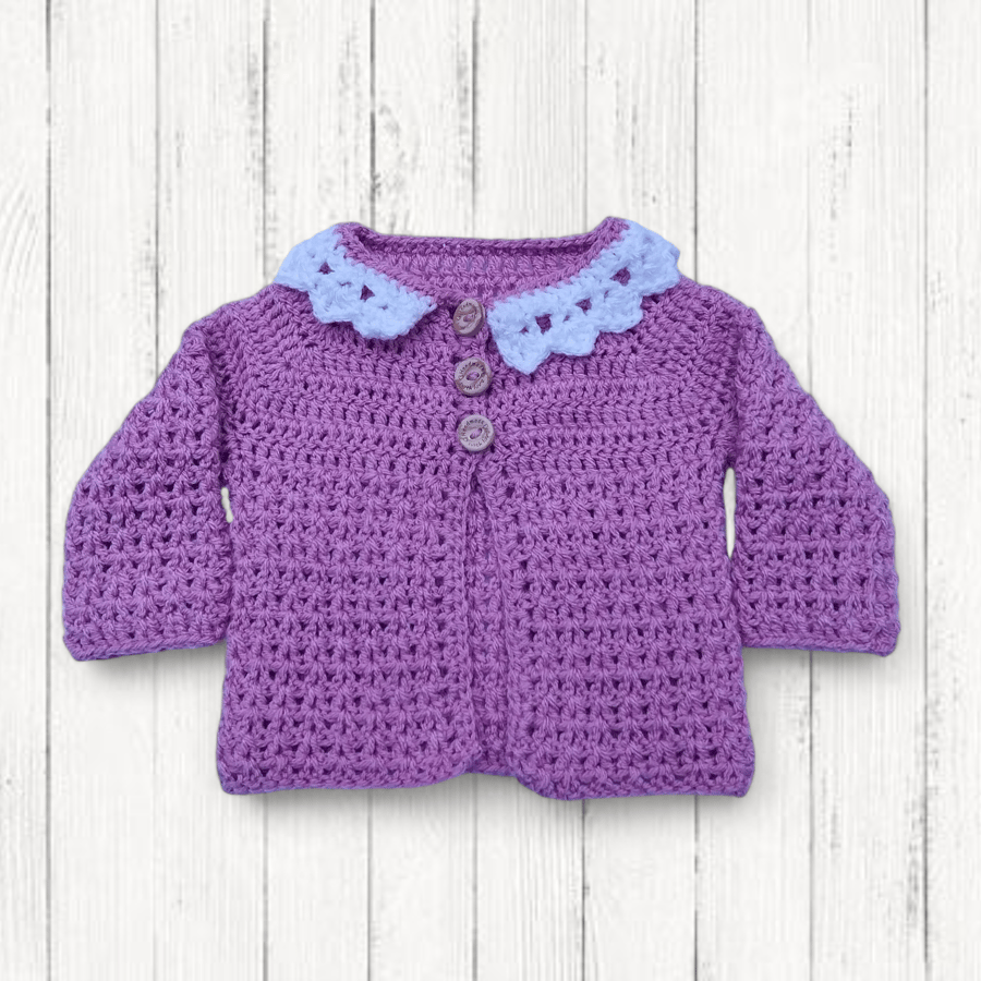 Newborn Gift Pink Crocheted Baby Cardigan, Baby Shower Gift, Baby Girl Clothes