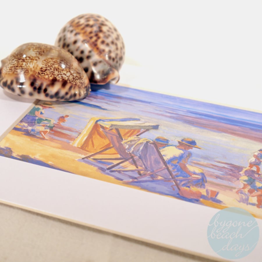 THE BEACH Mounted Picture BYGONE BEACH DAYS  Vintage