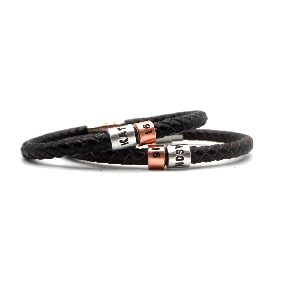 16th Birthday Gift - Personalised Leather Bracelet - Son Brother Grandson Nephew
