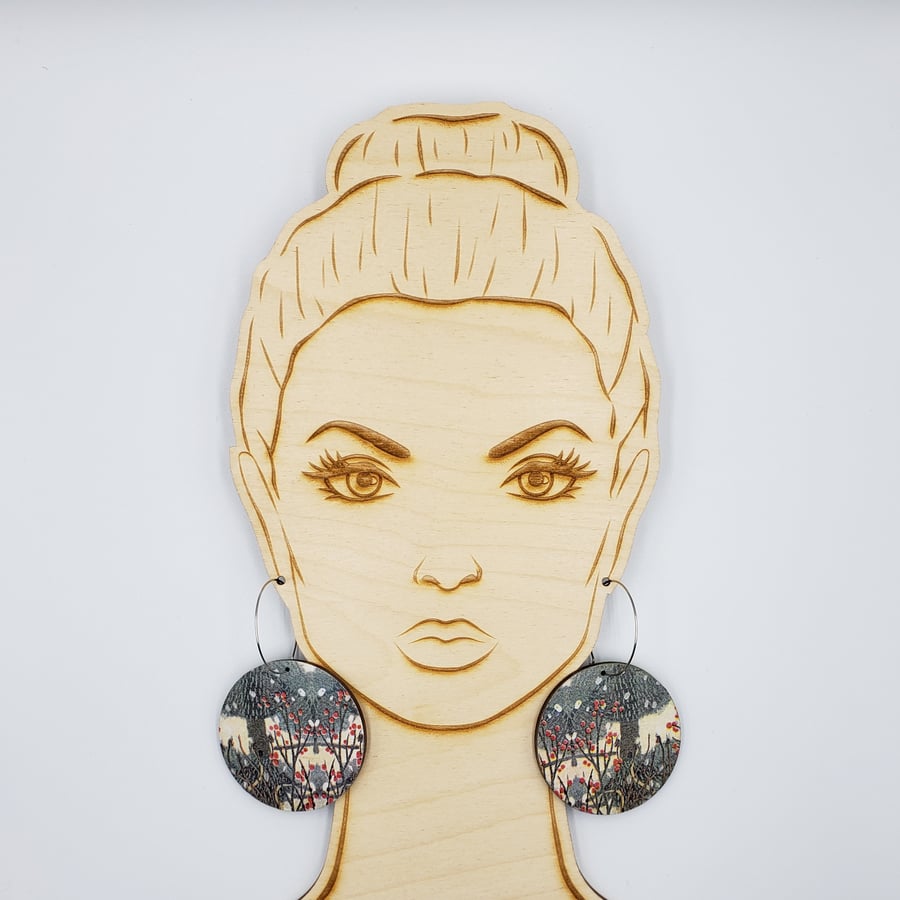 Large christmas woodland berry earrings