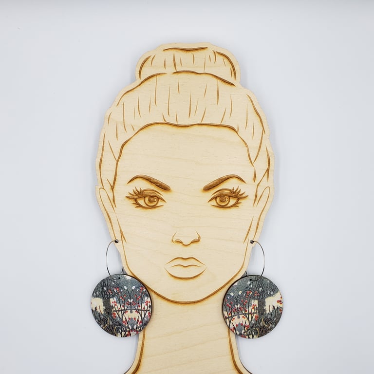 Large christmas woodland berry earrings