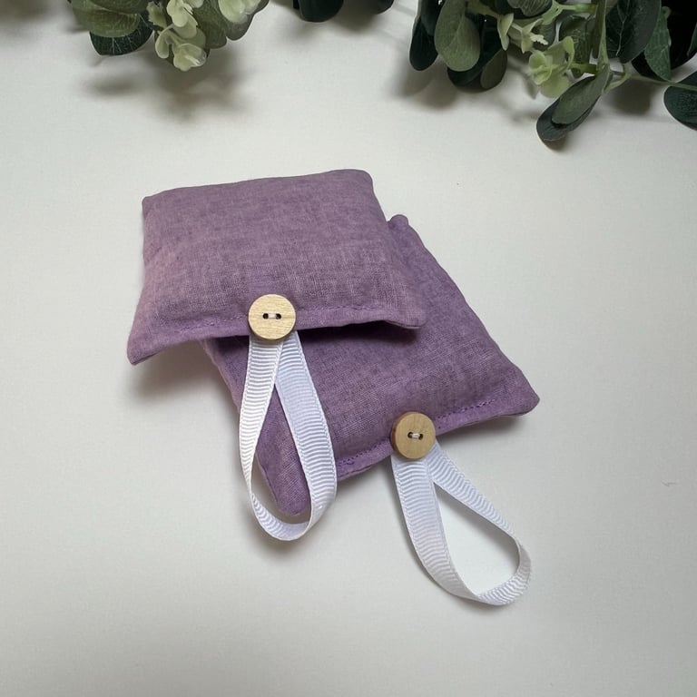 Lavender Sachets: Set of 2 in Lavender Solid Fabric Design, Handmade, Sleep