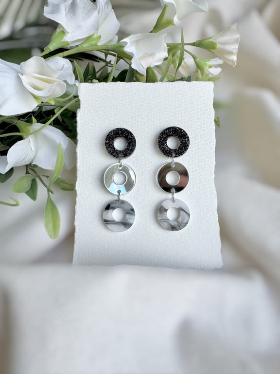 Three Hoop Drop Acrylic Earrings