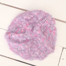 Pretty Purple with Pink Slouch Wool Blend  Beret - UK Free Post