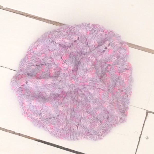 Pretty Purple with Pink Slouch Wool Blend Bere... - Folksy