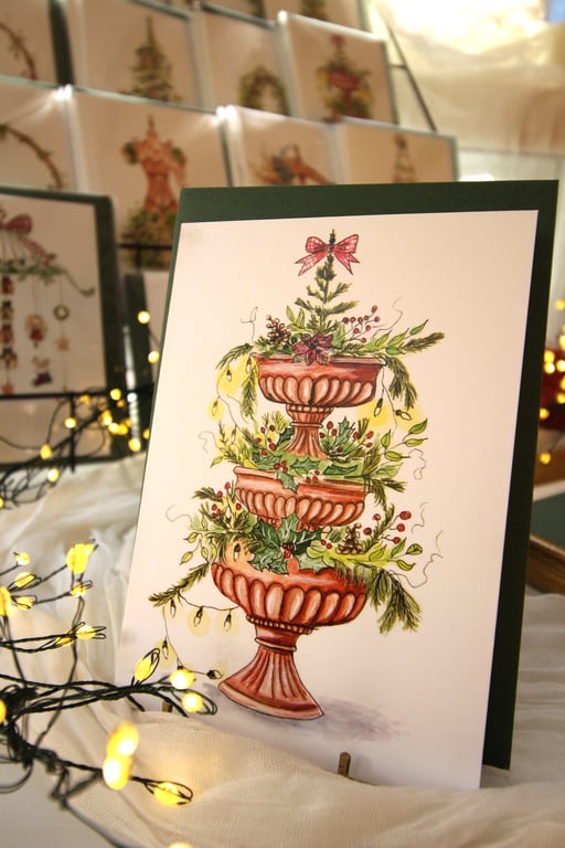 Gardener’s Christmas Tree Card – Plant Pot Christmas Tree with Greenery & Festiv