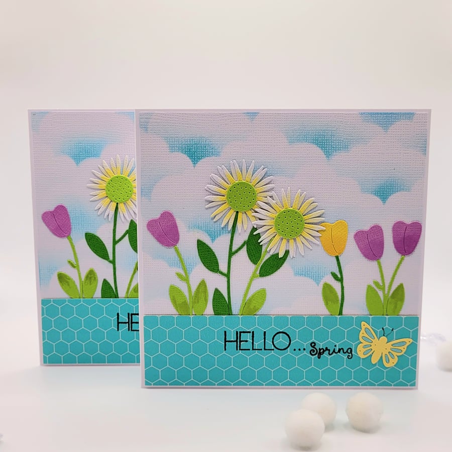 Easter Cards  Set of 2  handmade birthday daisy tulip easter 