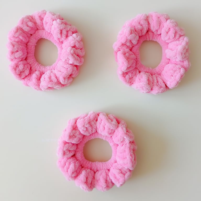 CROCHET Flutterby Scrunchies, Set of Three
