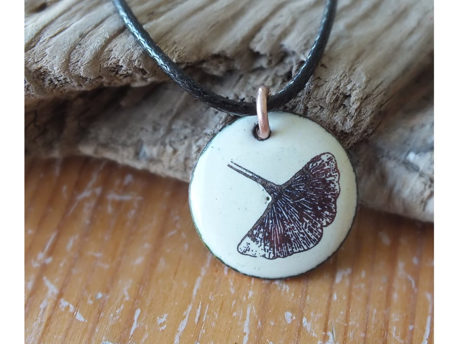 Enamel Leaf Skeleton Pendant