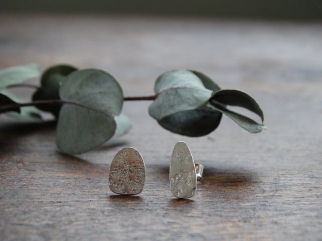 Stud earrings - silver studs - mismatched studs - megaliths - recycled silver