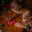 Set of 5 Handmade Red Christmas Cards 