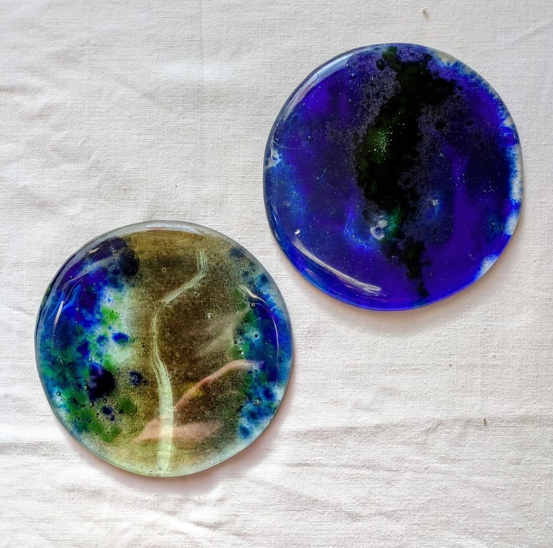 Fused Glass Elements Earth and Water Tiles