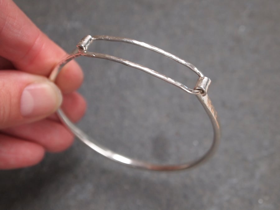 Silver Bangle Bracelet, Hallmarked, Handmade