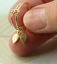 Slim Gold Hoops with Tiny Leaf Dangles 14 ct Gold Fill Hoop Earrings - Image 10