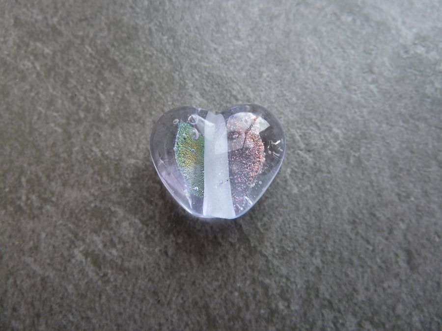 lampwork glass beads, dichroic heart