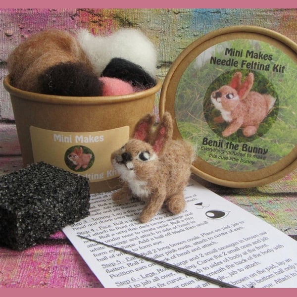 Rabbit Needle Felting Starter Kit, Gift for a Crafter, Everything Included