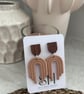 Boho Statement Jewellery - Textured Light Tan Rainbow Arch Earrings  - Image 2