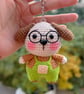 Crochet Dog Key Chain Crochet Dog Doll Bag Hanging Knitting Dog with Glasses Car