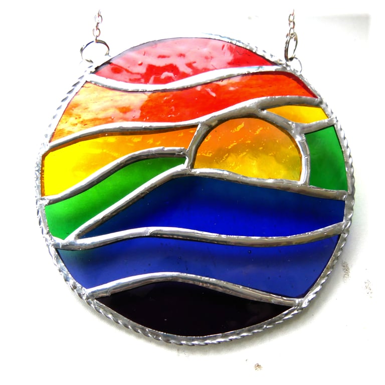 Rainbow Waves Stained Glass Suncatchers 025