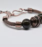 Golden Obsidian and Copper Viking Weave Bracelet - Image 2