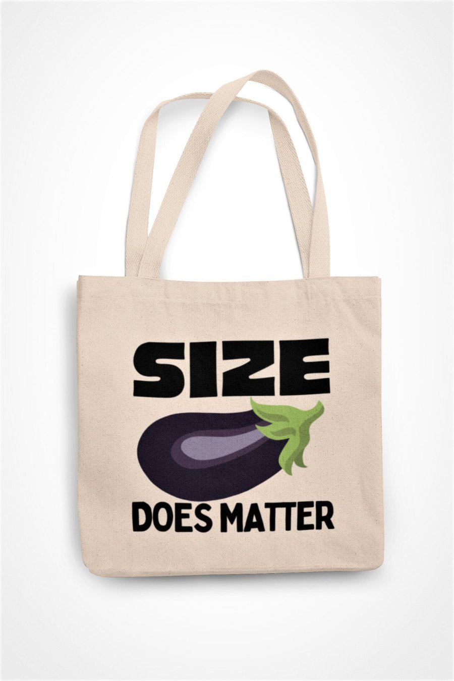 Size Does Matter Tote Bag Rude Eggplant Emoji Eco Shopping Bag Big willy joke