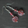 Cherry red and white drop earrings 