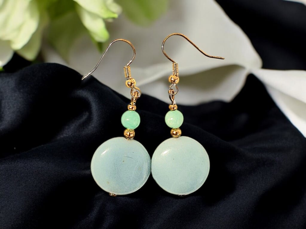 Adventurine stone earrings, semi precious stone jewellery, stone earrings