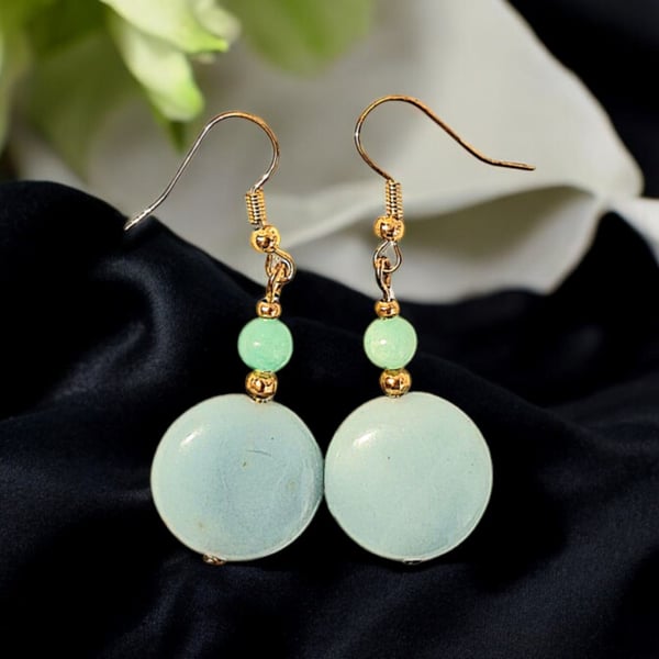 Adventurine stone earrings, semi precious stone jewellery, stone earrings
