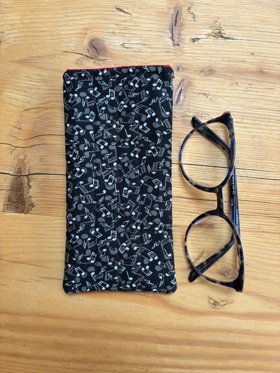 Music Notes Quilted Fabric Glasses Case - Folksy