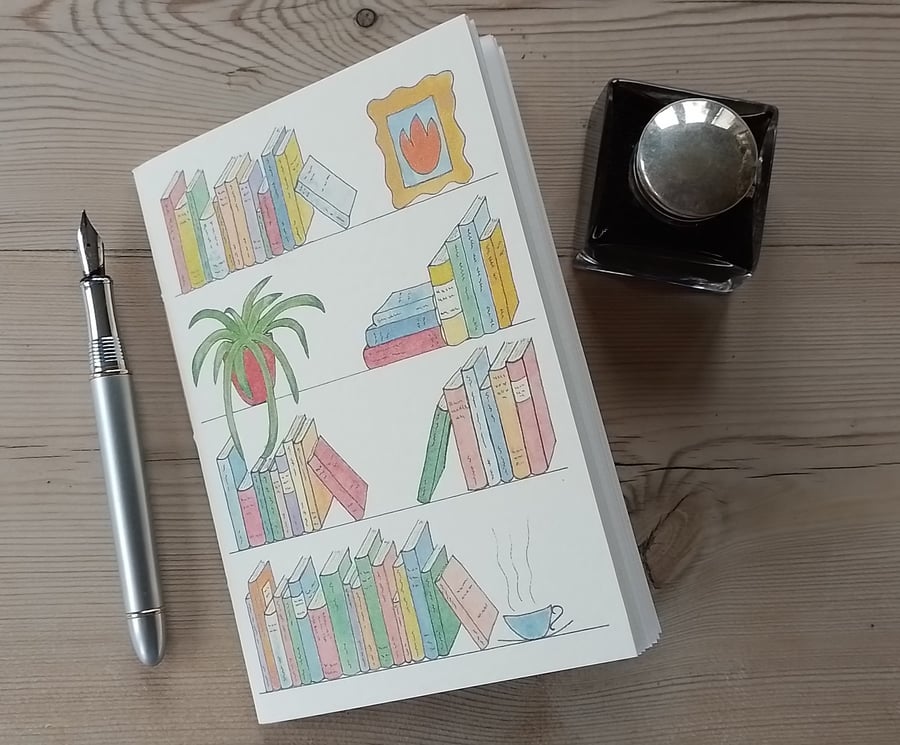 Pocket notebook with original bookshelves design