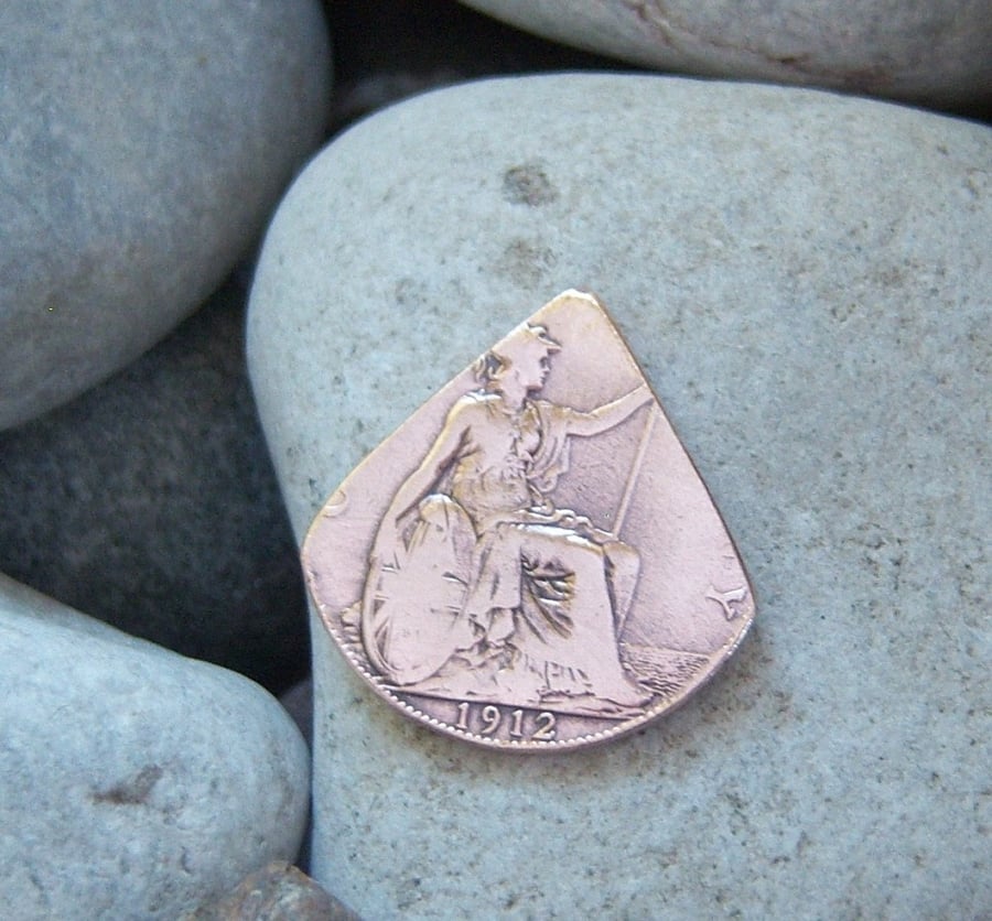 Recycled Penny Coin Guitar Plectrum or Pick