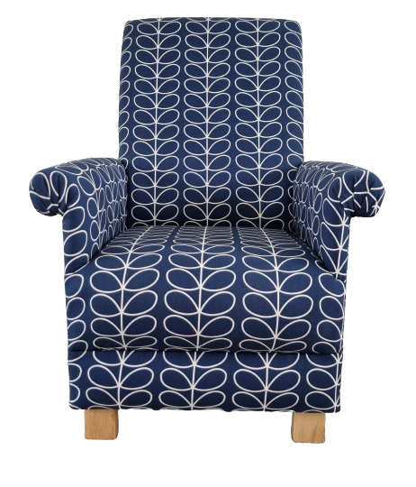 Orla Kiely Whale Navy Blue Linear Stem Fabric Adult Chair Armchair Nursery Small