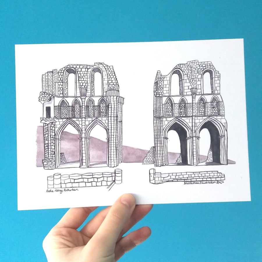 Roche Abbey, Rotherham A5 Building Print