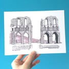 Roche Abbey, Rotherham A5 Building Print