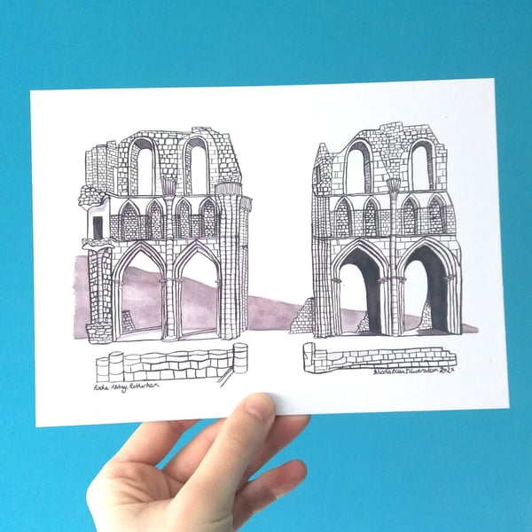 Roche Abbey, Rotherham A5 Building Print