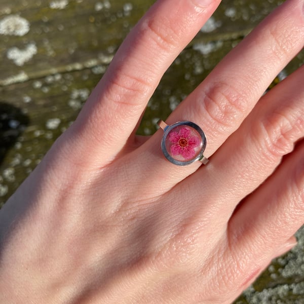 Pressed flowers ring