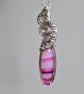 Handmade 925 Silver & Natural Pink Botswana Agate Necklace Pendant Gift Boxed 