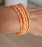 3mm Orange, Gold Seed Bead Wrap Bracelet 
