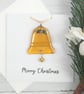Christmas Card and Gift in One with Festive Gold Bell Christmas Decoration