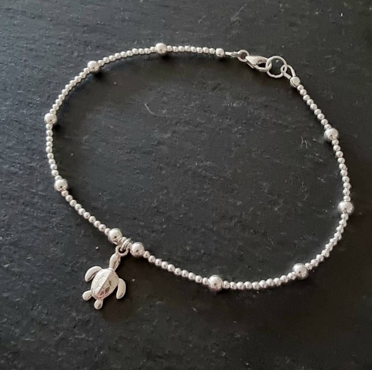 Sterling silver turtle anklet on sale