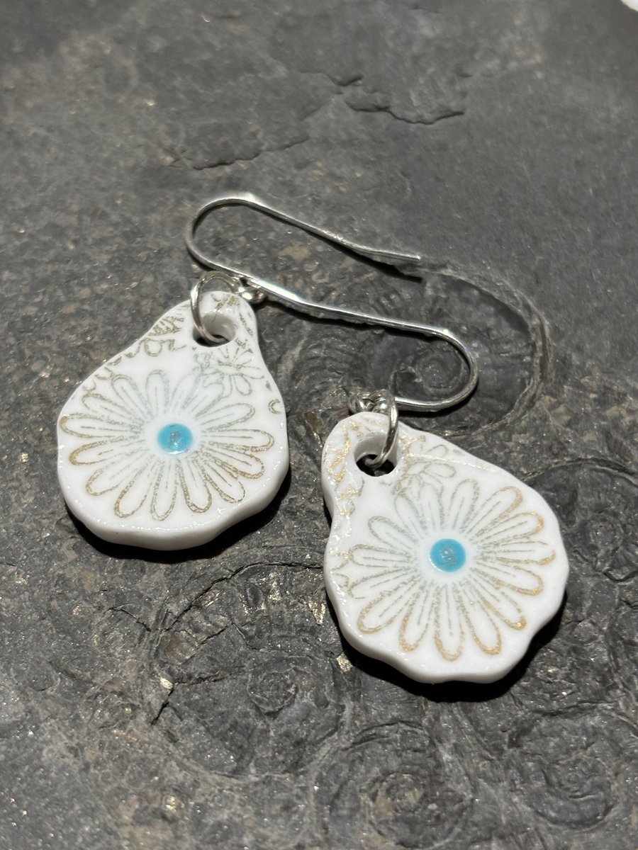 Handmade Ceramic Earrings One of a Kind Sterling Silver Eco Friendly Gifts