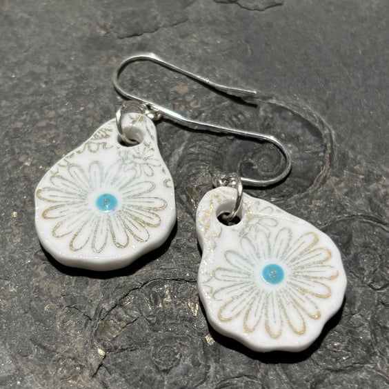 Handmade Ceramic Earrings One of a Kind Sterling Silver Eco Friendly Gifts